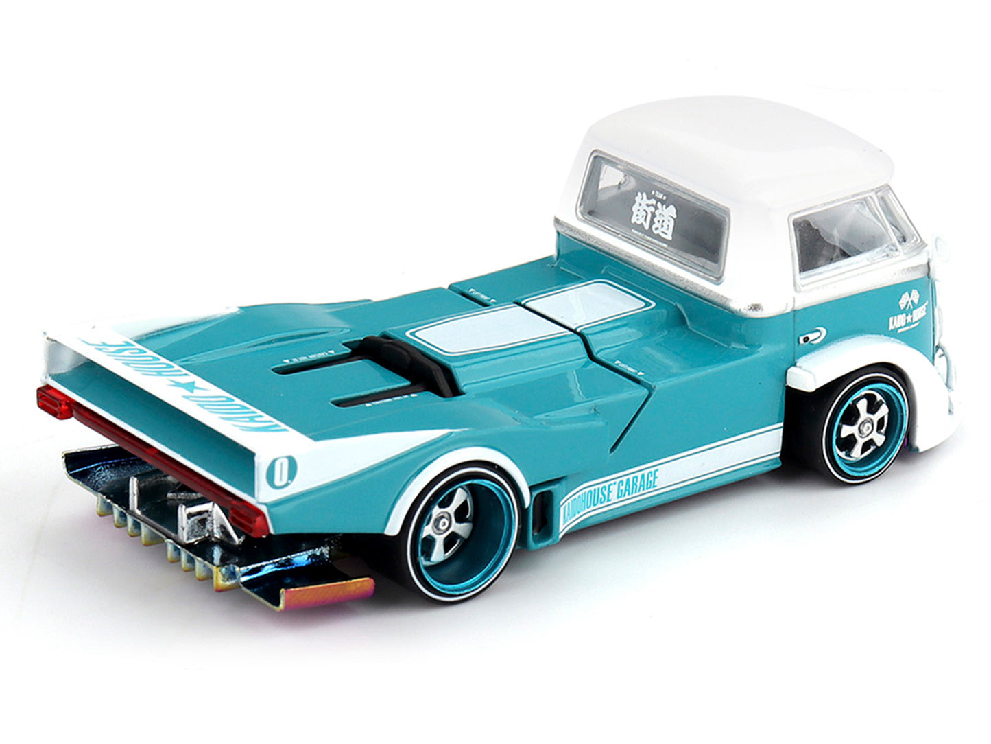 Volkswagen T1 "Kaido Works V1" Truck Turquoise with White Top and Stripes (Designed by Jun Imai) "Kaido House" Special 1/64 T&y Diecast Model Car by Mini GT