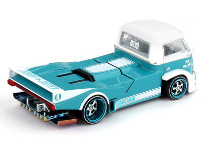 Volkswagen T1 "Kaido Works V1" Truck Turquoise with White Top and Stripes (Designed by Jun Imai) "Kaido House" Special 1/64 T&y Diecast Model Car by Mini GT