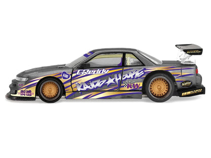 Nissan Silvia S13-R "Kaido Drift V1" RHD (Designed by Jun Imai) Gray Metallic with Graphics "Kaido House" Special 1/64 Diecast Model Car by Mini GT