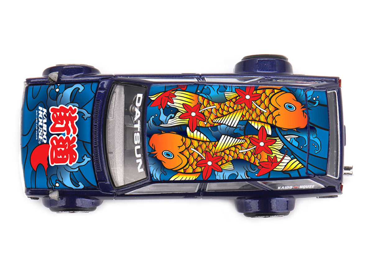 Datsun Kaido 510 Wagon RHD Blue Koi Fish 1/64 Diecast Model Car - Mini GT