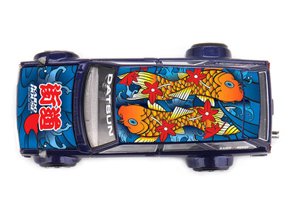 Datsun Kaido 510 Wagon RHD Blue Koi Fish 1/64 Diecast Model Car - Mini GT