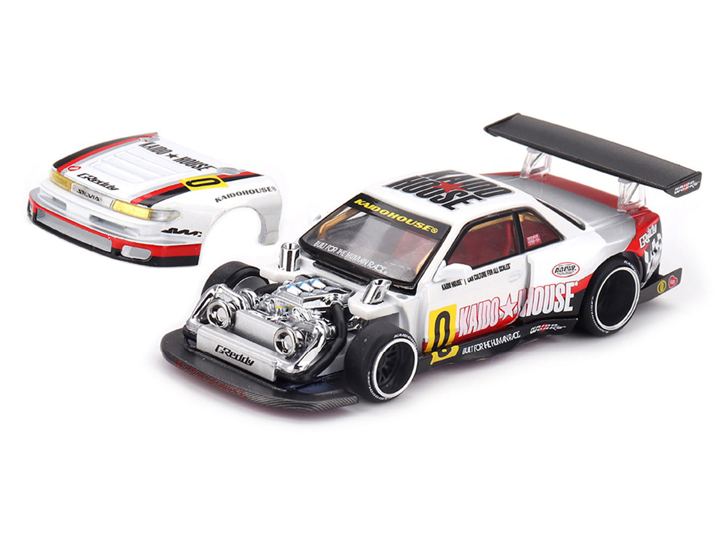 Nissan Silvia S13-R "Circuit Spec V1" RHD (Right Hand Drive) White with Graphics (Designed by Jun Imai) "Kaido House" Special 1/64 T&y Diecast Model Car by Mini GT