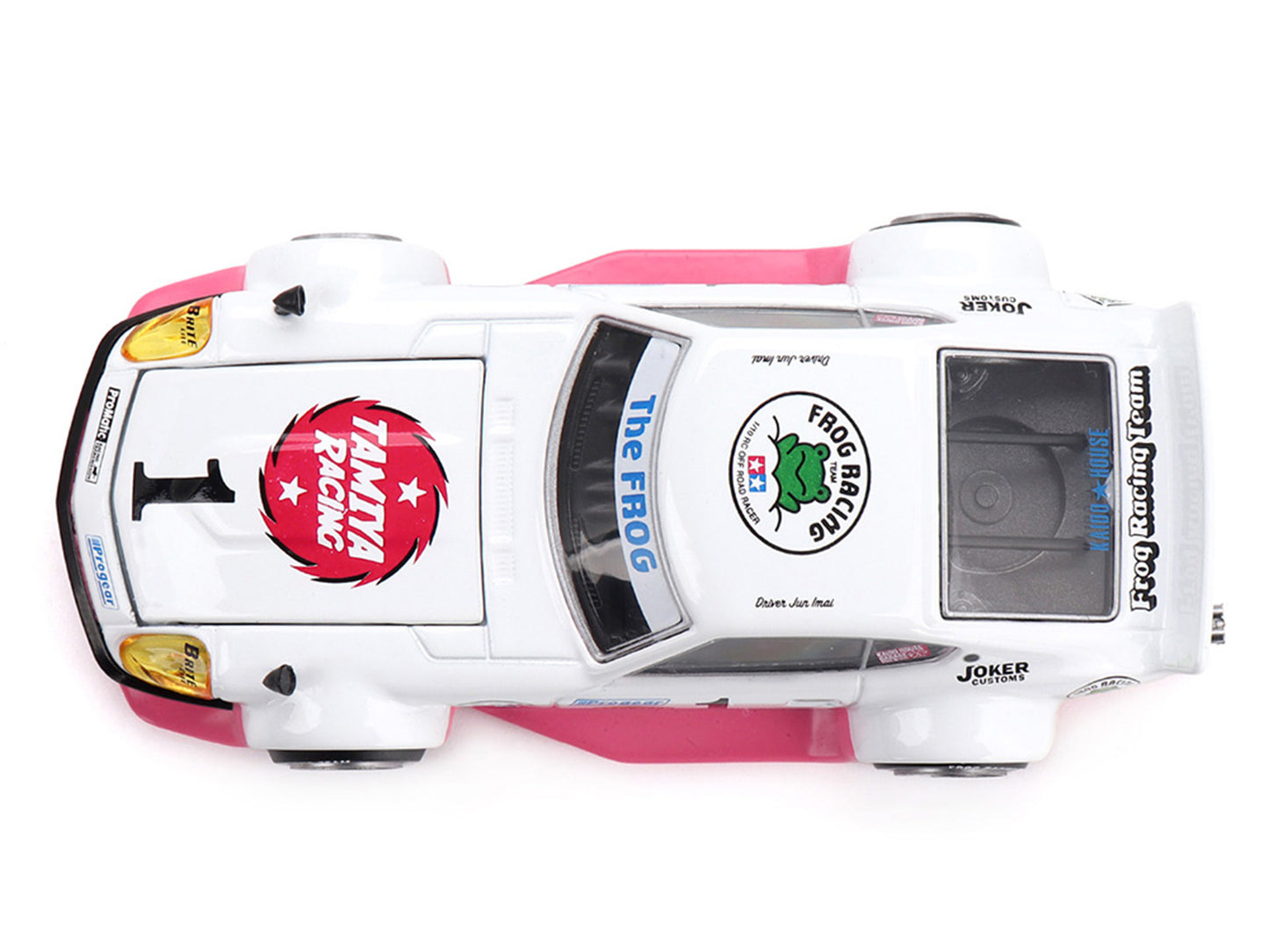 Nissan Fairlady Z RHD (Right Hand Drive) #1 "Tamiya Racing - Frog Racing Team" White and Pink (Designed by Jun Imai) "Kaido House" Special 1/64 T&y Diecast Model Car by Mini GT