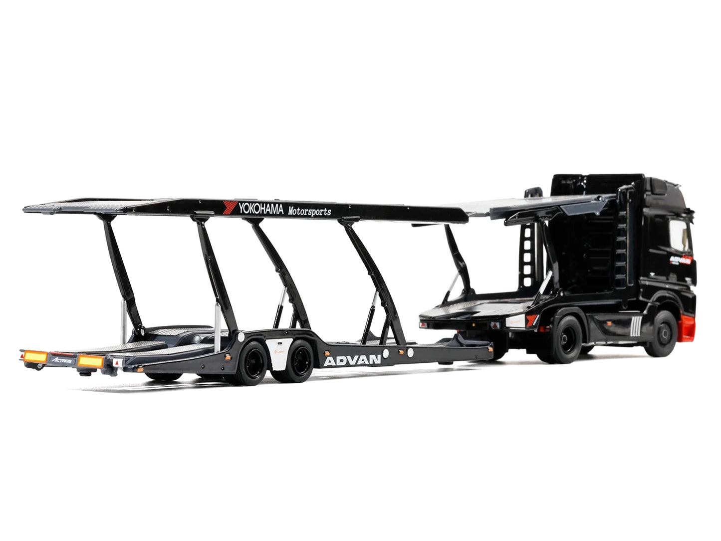 Mercedes-Benz Actros Gigaspace Auto Transporter "ADVAN Yokohama" Black 1/64 T&y Diecast Model by GCD