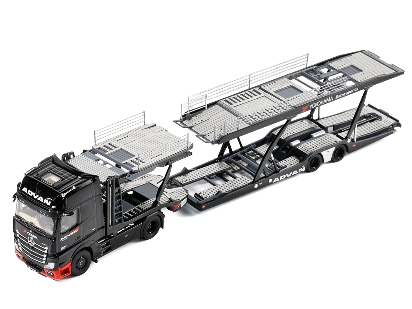 Mercedes-Benz Actros Gigaspace Auto Transporter "ADVAN Yokohama" Black 1/64 T&y Diecast Model by GCD