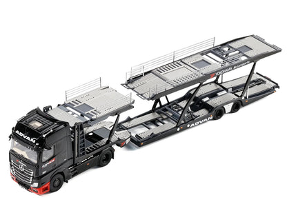 Mercedes-Benz Actros Gigaspace Auto Transporter "ADVAN Yokohama" Black 1/64 T&y Diecast Model by GCD