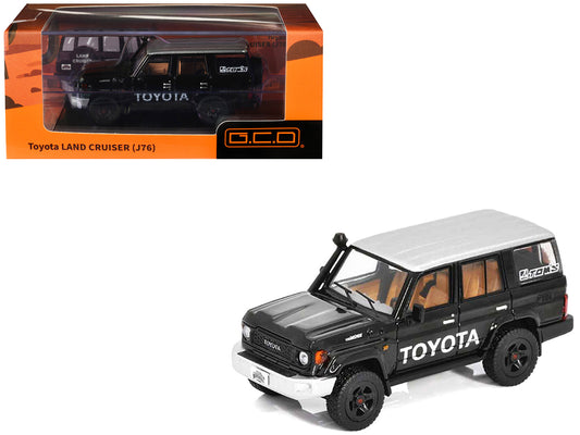 Toyota Land Cruiser (J76) Black with Silver Metallic Top 1/64 Diecast by GCD