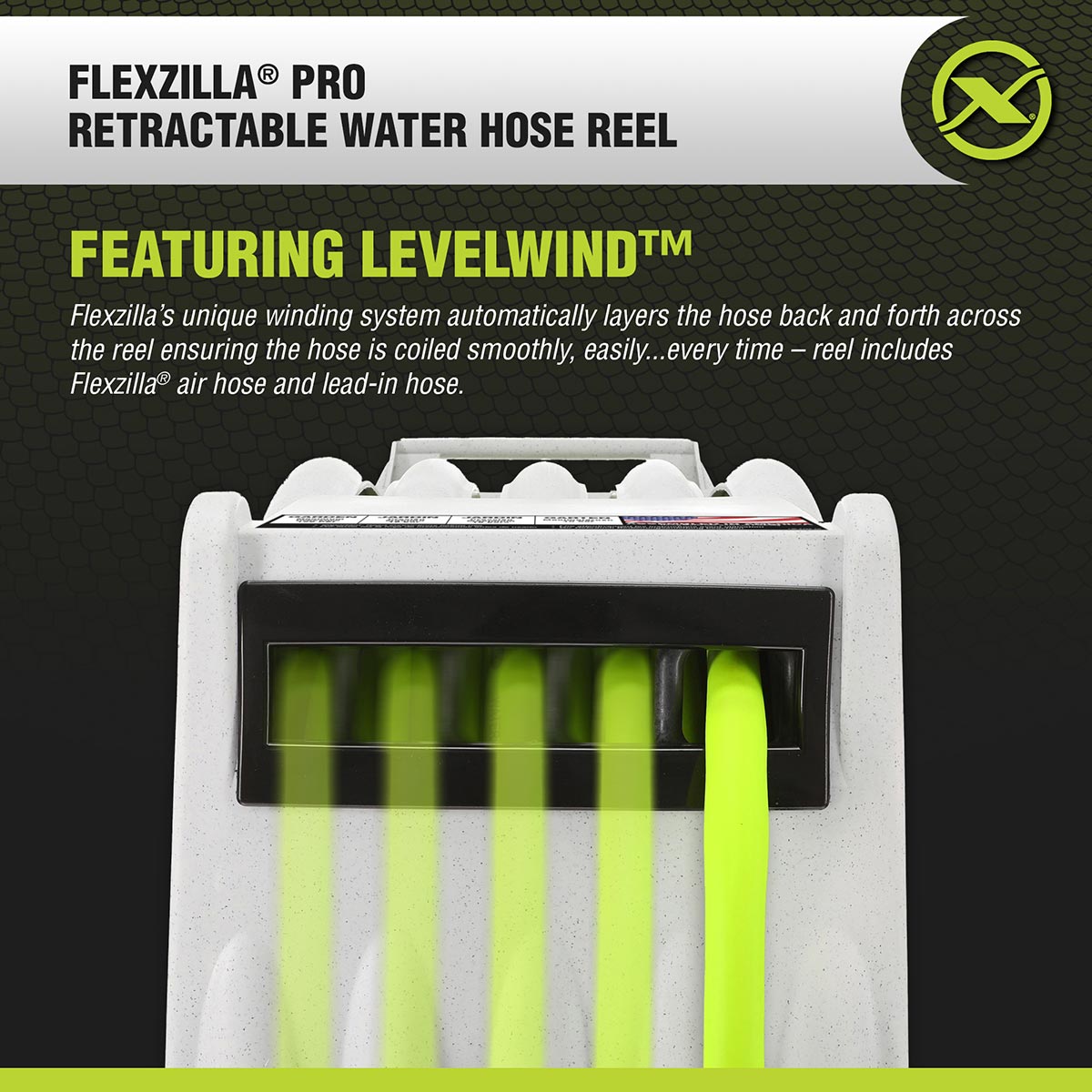Flexzilla Retractable Water Hose Reel with Levelwind Technology 1/2" x 70'