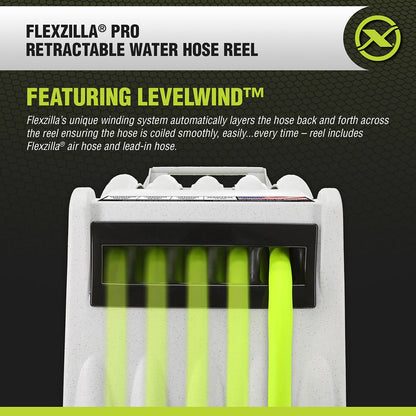 Flexzilla Retractable Water Hose Reel with Levelwind Technology 1/2" x 70'