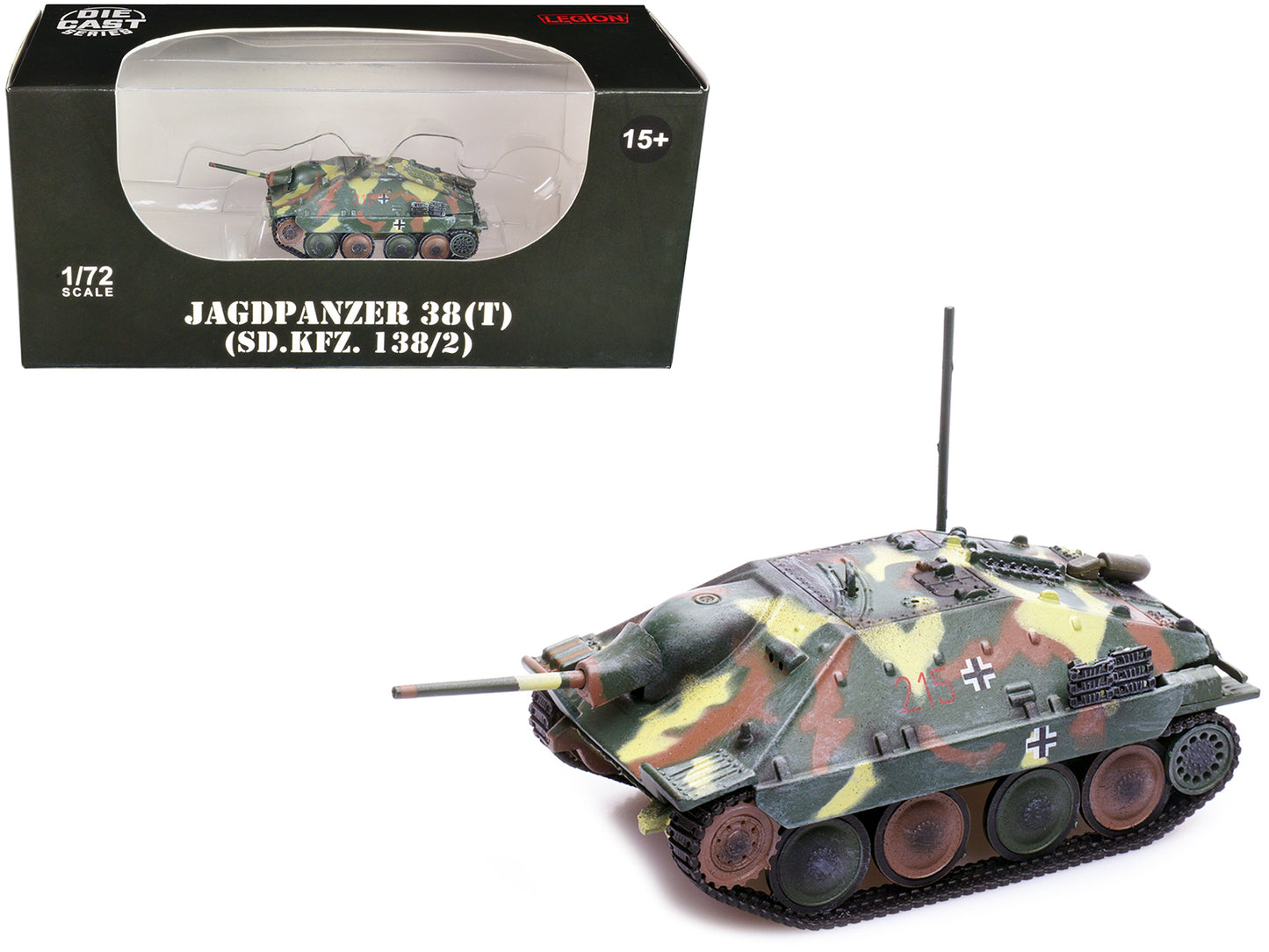 Jagdpanzer 38(T) SD.Kfz. 138/2 Hetzer Tank Destroyer Camouflage "German Army World War II" 1/72 T&y Diecast Model by Legion