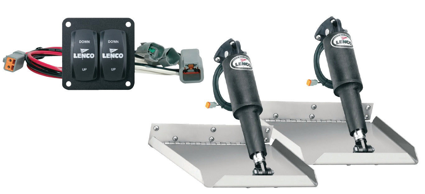 Lenco 12inx12in Standard Mount Trim Tab Kit 12v with Double Rocker Switch