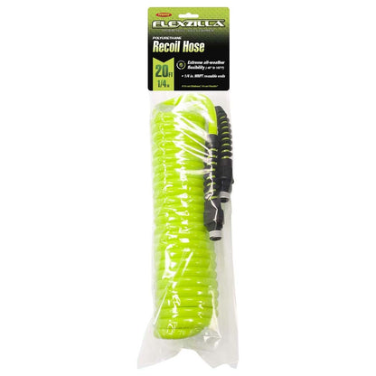 Flexzilla Polyurethane Recoil Hose 1/4in x 20ft w/ 1/4in MNPT Fittings