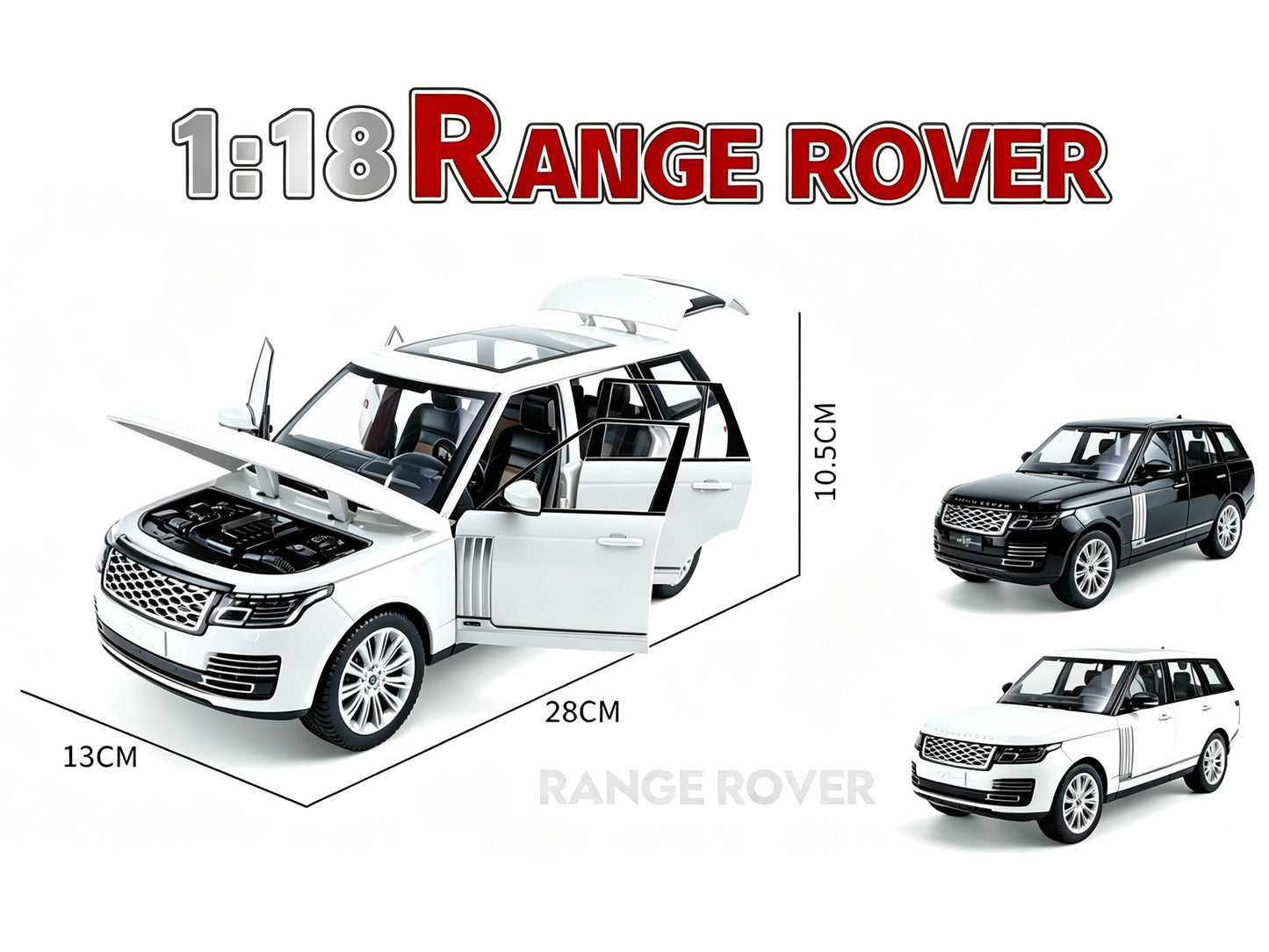 Land Rover Ranger Rover 50th Anniversary Black Metallic with Sunroof 1/18 T&y Diecast Model Car by Heimanba