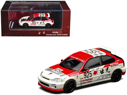 Honda Civic Type R (EK9) RHD (Right Hand Drive) #925 "Idemitsu Motion" White and Red 1/64 T&y Diecast Model Car by MotorHelix
