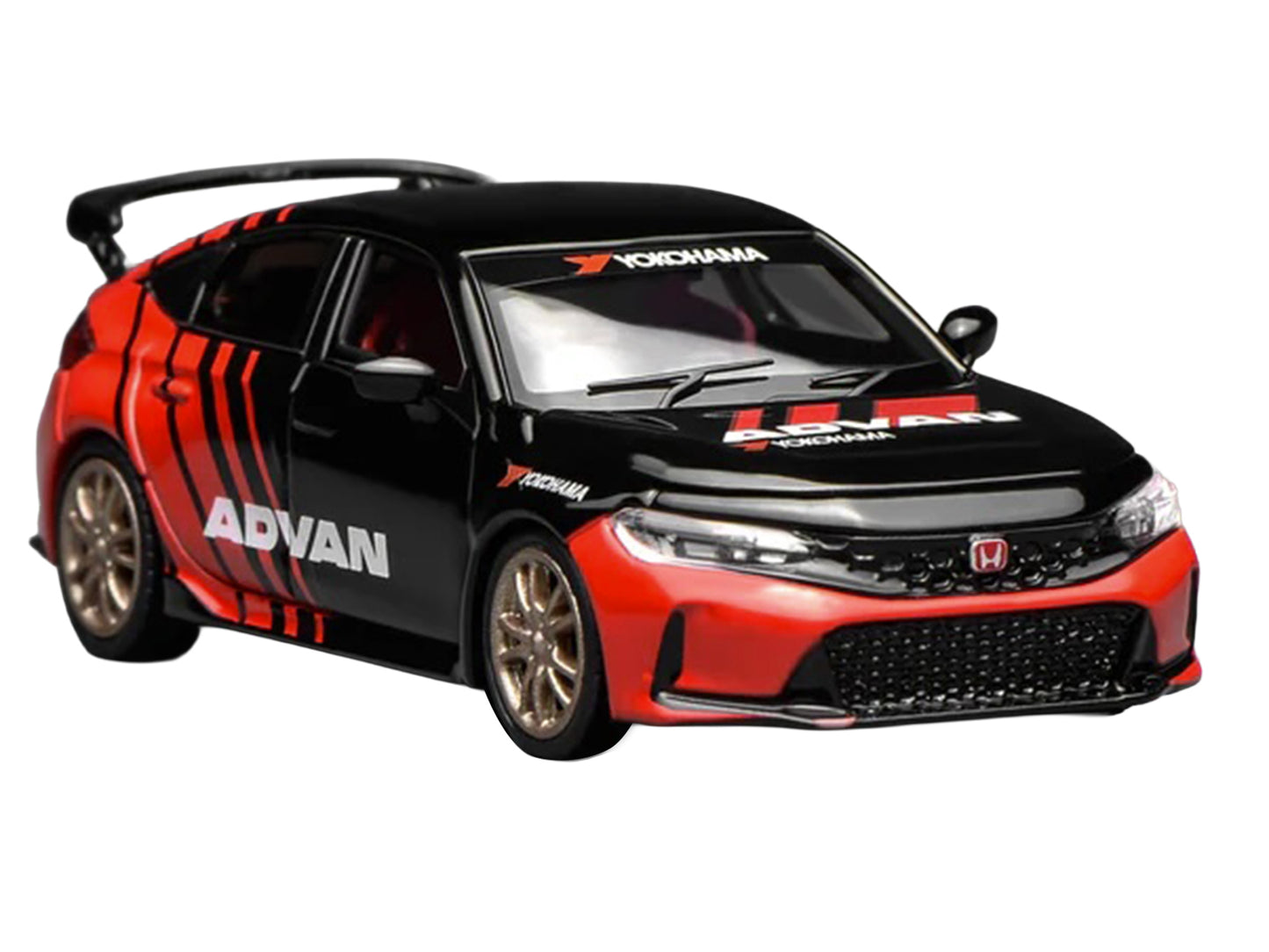 Honda Civic Type R (FL5) RHD (Right Hand Drive) "ADVAN" Black and Red 1/64 Diecast Model Car by MotorHelix