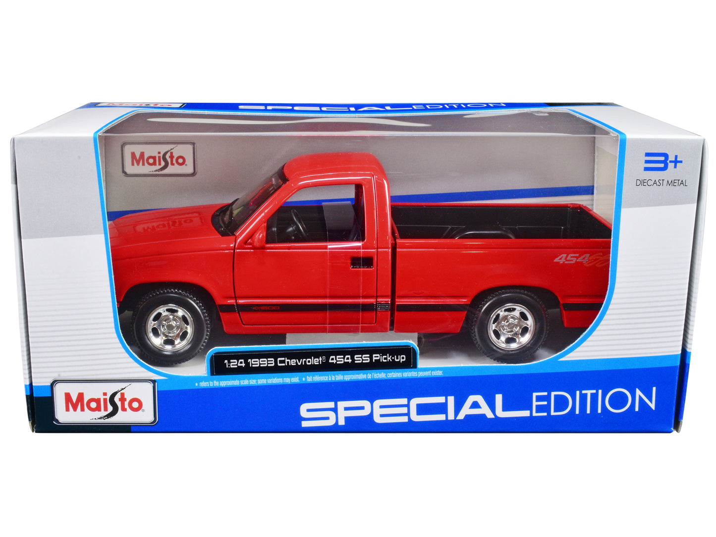 1993 Chevrolet 454 SS Pickup Truck Red 1/24 T&y Diecast Model Car by Maisto