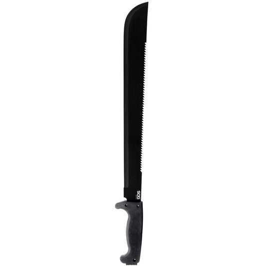 SOG SOGfari Sawback Machete 18" Carbon Steel Blade Kraton Handles