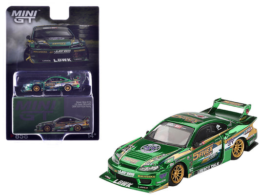 Nissan Silvia (S15) LB-Super Silhouette RHD (Right Hand Drive) "Fausto Racing 2024" Green Metallic Limited Edition 1/64 T&y Diecast Model Car by Mini GT