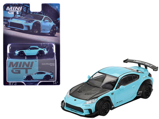 T&yota GR86 "LB-Nation - Liberty Walk" Baby Blue with Carbon Hood Limited Edition 1/64 T&y Diecast Model Car by Mini GT