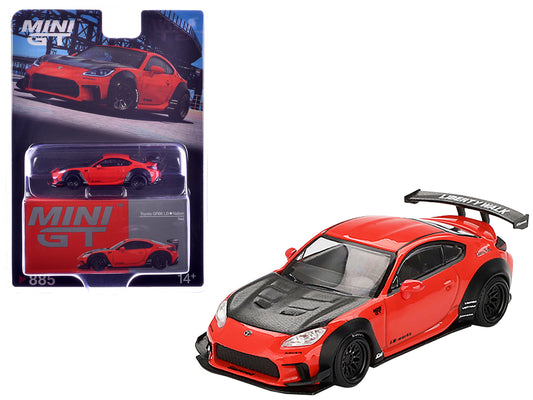 T&yota GR86 "LB-Nation - Liberty Walk" Red with Carbon Hood Limited Edition 1/64 T&y Diecast Model Car by Mini GT