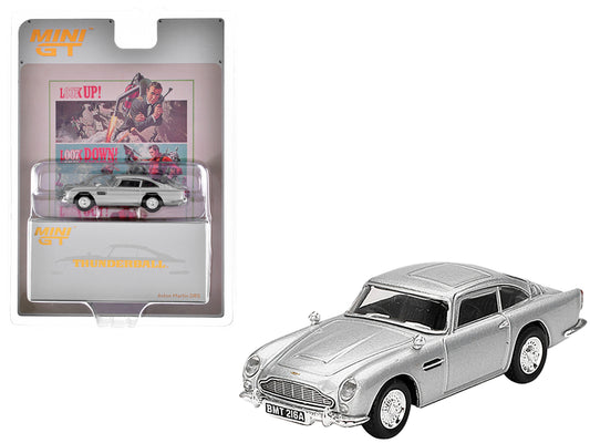 Aston Martin DB5 RHD (Right Hand Drive) Birch Silver Metallic 007 James Bond "Thunderball" (1965) Movie Limited Edition 1/64 T&y Diecast Model Car by Mini GT