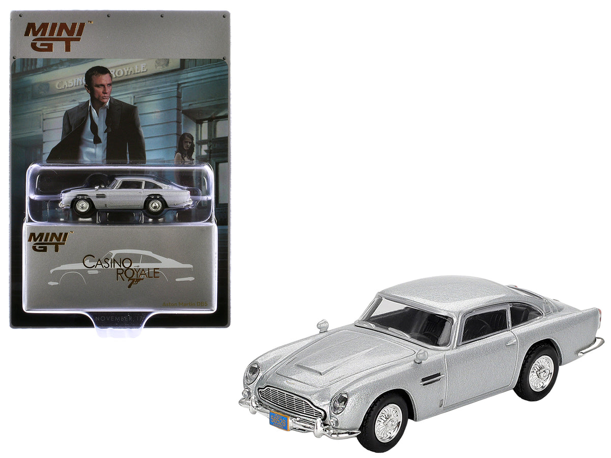Aston Martin DB5 Birch Silver Metallic 007 1/64 Diecast Model Car - Mini GT