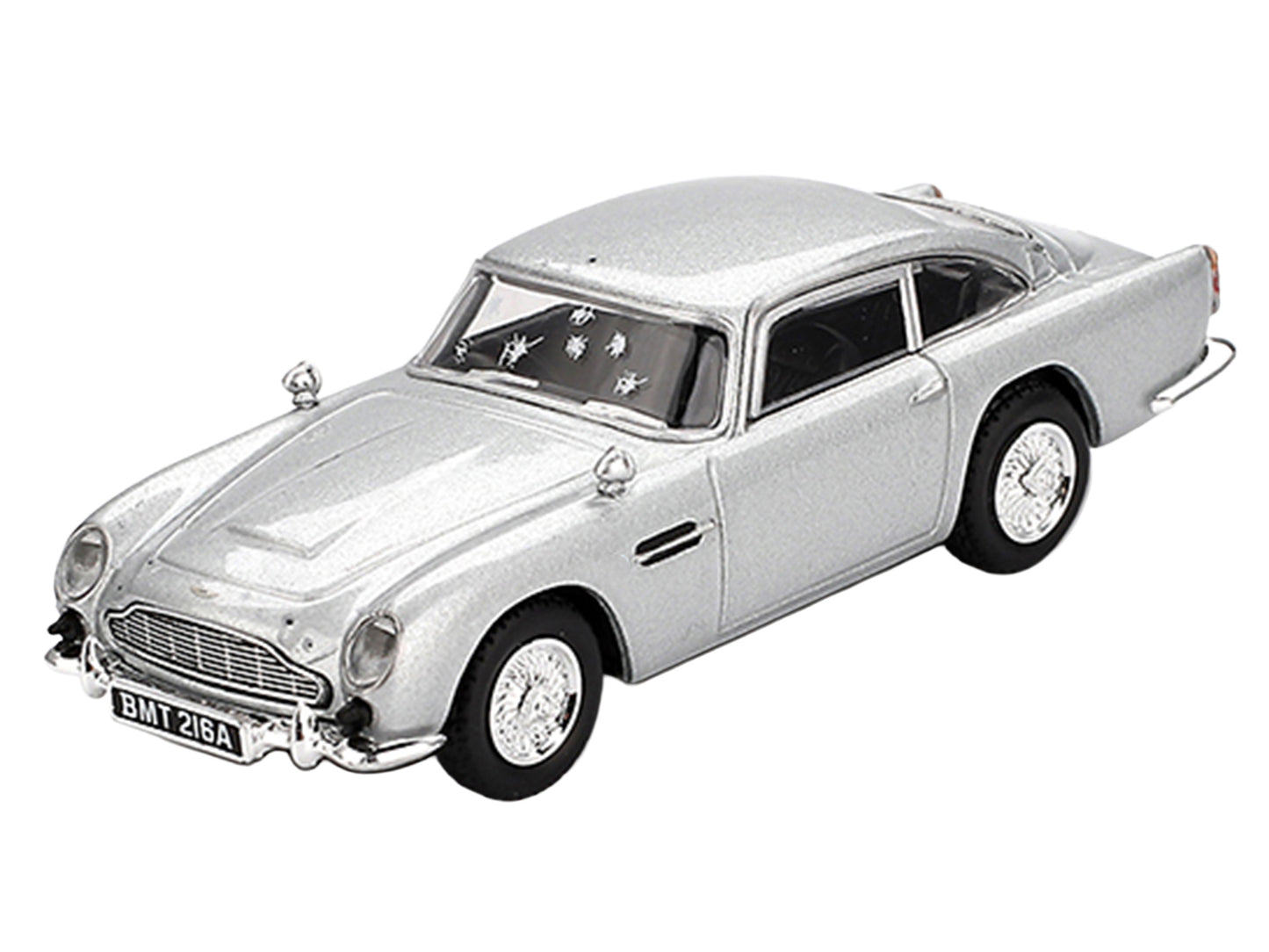 Aston Martin DB5 RHD (Right Hand Drive) Birch Silver Metallic (Damaged) 007 James Bond "Skyfall" (2012) Movie Limited Edition 1/64 Diecast Model Car by Mini GT