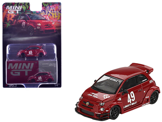 ABARTH 595 #49 "LB-Works x Abas Works" Red Limited Edition 1/64 T&y Diecast Model Car by Mini GT