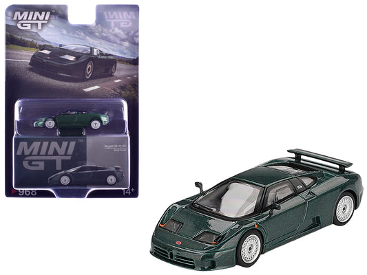 Bugatti EB110 GT Verde Scuro Dark Green Metallic Limited Edition 1/64 T&y Diecast Model Car by Mini GT