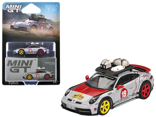 Porsche 911 Dakar #19 "Uncle Rally" Gray with Graphics and Roof Rack Limited Edition 1/64 T&y Diecast Model Car by Mini GT