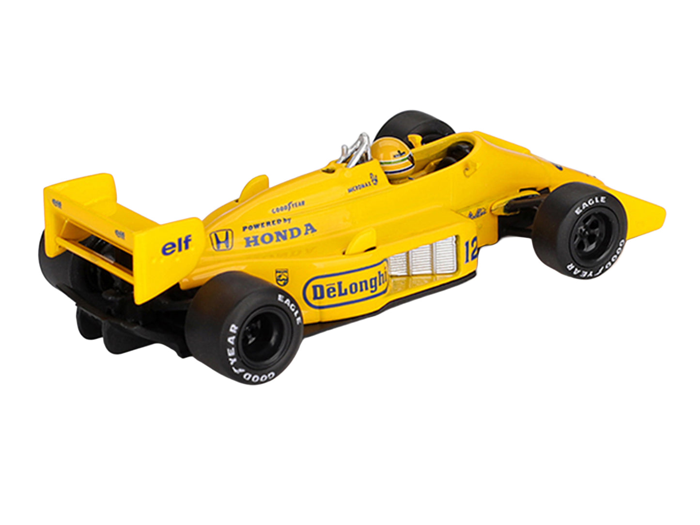 Lotus 99T #12 Ayrton Senna Winner Formula One F1 "Monaco GP" (1987) with Driver Figure Limited Edition 1/64 Die Cast Model Car by Mini GT