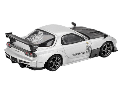 Mazda RX-7 RE-Amemiya Silver Metallic with Matt Black Hood Limited Edition 1/64 Diecast Model Car by Mini GT