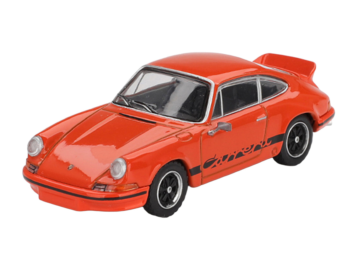 Porsche 911 Carrera RS 2.7 Tangerine with Black Stripes 1/64 Diecast Model Car