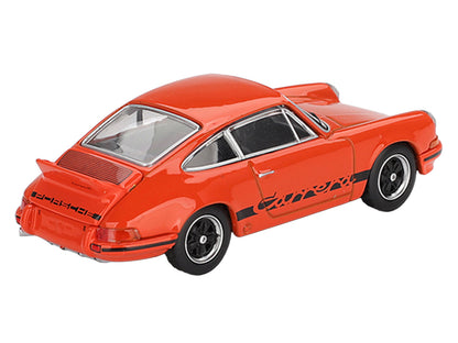 Porsche 911 Carrera RS 2.7 Tangerine with Black Stripes 1/64 Diecast Model Car