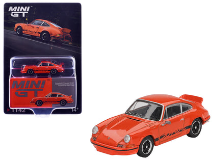 Porsche 911 Carrera RS 2.7 Tangerine with Black Stripes 1/64 Diecast Model Car