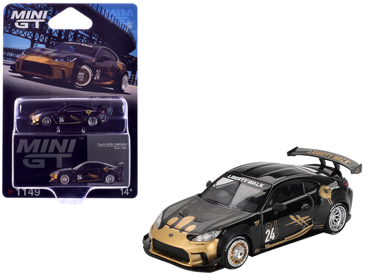 Toyota GR86 #24 Black Carbon Hood Gold Graphics 1/64 Diecast Model Car - Mini GT