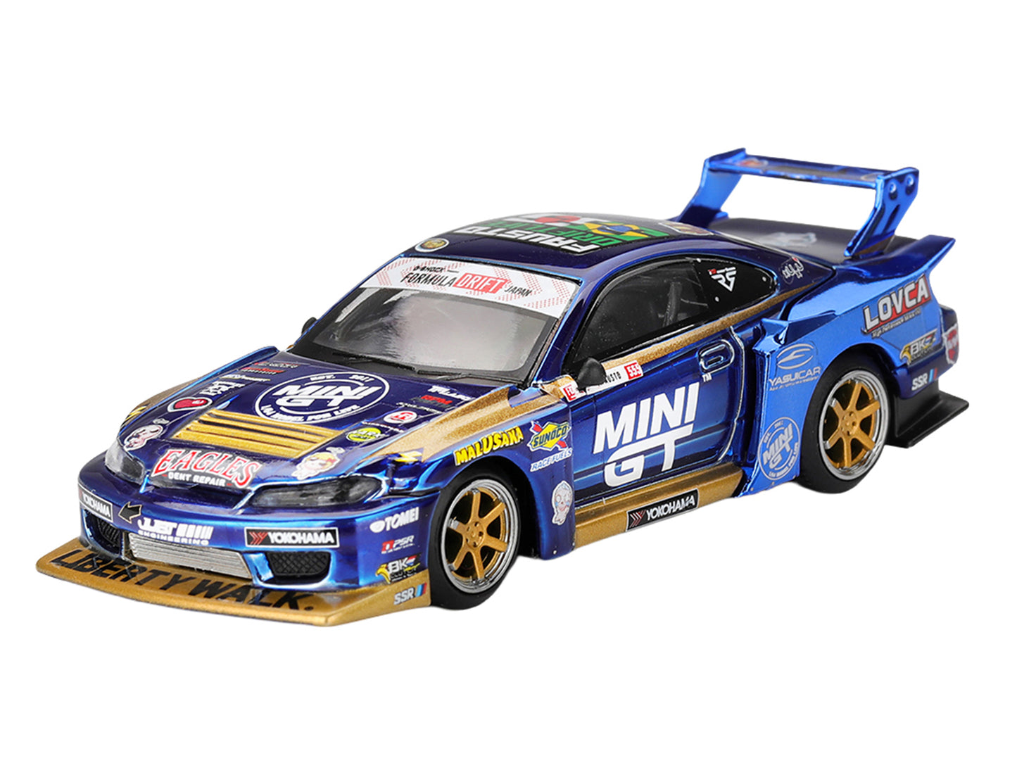Nissan Silvia (S15) LB-Super Silhouette RHD (Right Hand Drive) #555 Yukio Fausto "Team MINI GT Liberty Walk" "Formula Drift Japan" (2025) Limited Edition 1/64 T&y Diecast Model Car by Mini GT