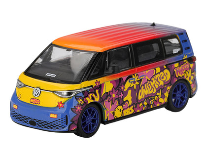 Volkswagen ID.Buzz Van "KW/BBS" Floral Graffiti Livery 1/64 Diecast Model Car