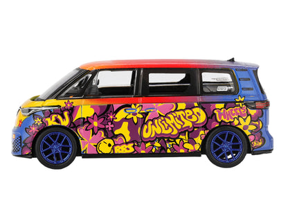 Volkswagen ID.Buzz Van "KW/BBS" Floral Graffiti Livery 1/64 Diecast Model Car