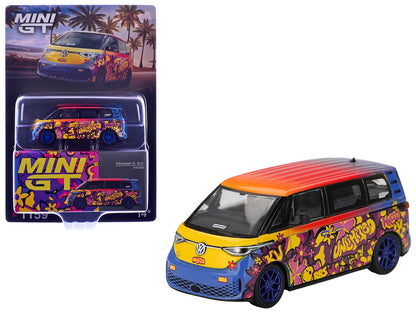 Volkswagen ID.Buzz Van "KW/BBS" Floral Graffiti Livery 1/64 Diecast Model Car