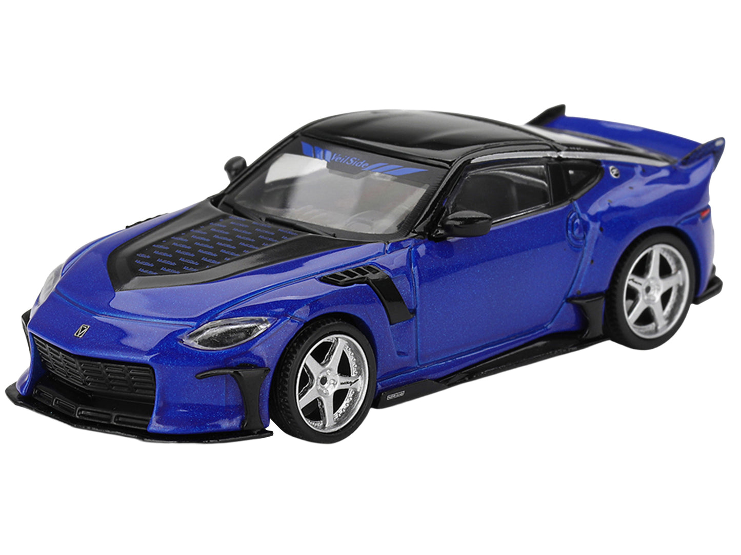 Nissan Z VeilSide FFZ400 Seiran Blue Metallic with Black Top Limited Edition 1/64 T&y Diecast Model Car by Mini GT