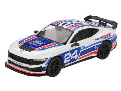 Ford Mustang Dark Horse #24 "Ford Performance Racing School" White with Red and Blue Graphics Limited Edition 1/64 T&y Diecast Model Car by Mini GT