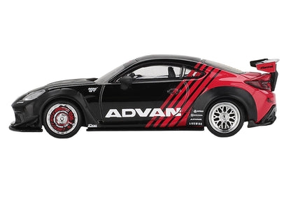 Toyota GR86 "LB-Nation - Liberty Walk" RHD (Right Hand Drive) "ADVAN" Black and Red with Carbon Hood Limited Edition 1/64 Die Cast Model Car by Mini GT