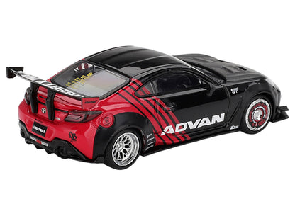 Toyota GR86 "LB-Nation - Liberty Walk" RHD (Right Hand Drive) "ADVAN" Black and Red with Carbon Hood Limited Edition 1/64 Die Cast Model Car by Mini GT