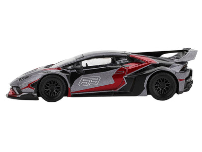 Lamborghini Huracan GT LB-WORKS "RONIN" Gray Metallic with Black and Red Graphics 1/64 T&y Diecast Model Car by Mini GT
