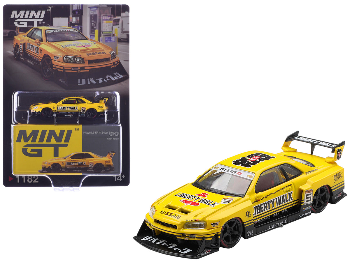 Nissan LB-ER34 Super Silhouette Skyline RHD #5 1/64 Diecast Model Car - Mini GT