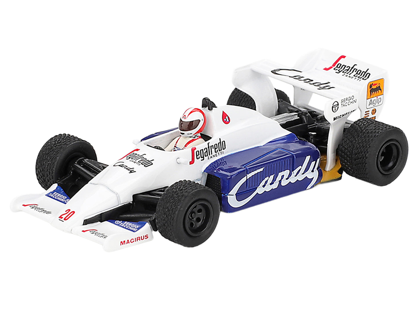 Toleman TG184 #20 Johnny Cecotto Formula One F1 "Monaco GP" (1984) with Driver Figure Limited Edition 1/64 T&y Diecast Model Car by Mini GT