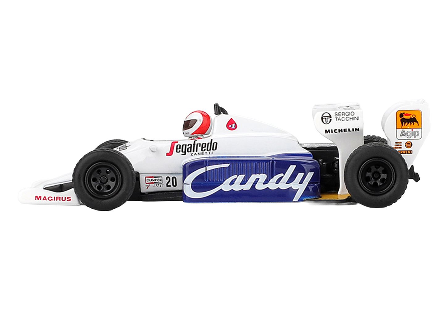 Toleman TG184 #20 Johnny Cecotto Formula One F1 "Monaco GP" (1984) with Driver Figure Limited Edition 1/64 T&y Diecast Model Car by Mini GT