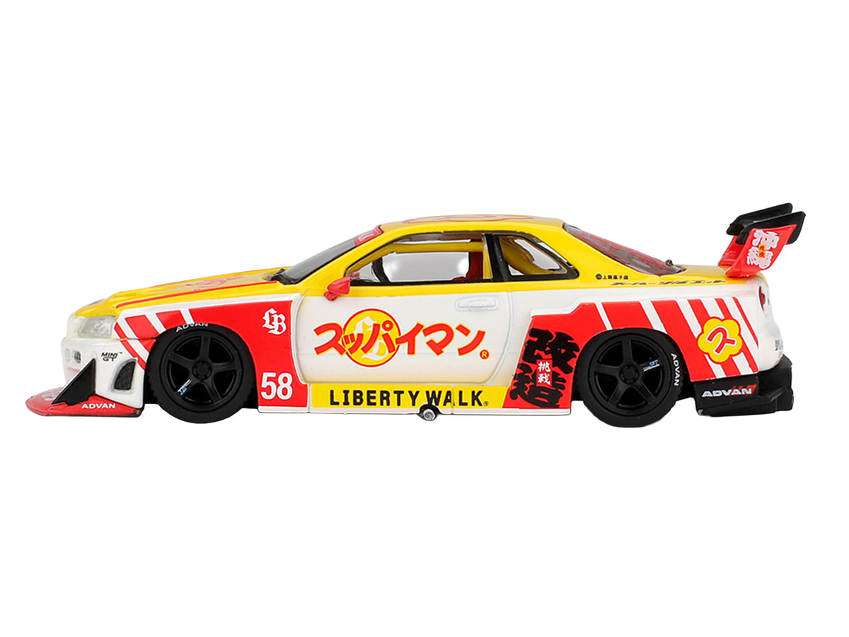 Nissan LB-ER34 Super Silhouette Skyline RHD #58 1/64 Diecast Model Car - Mini GT