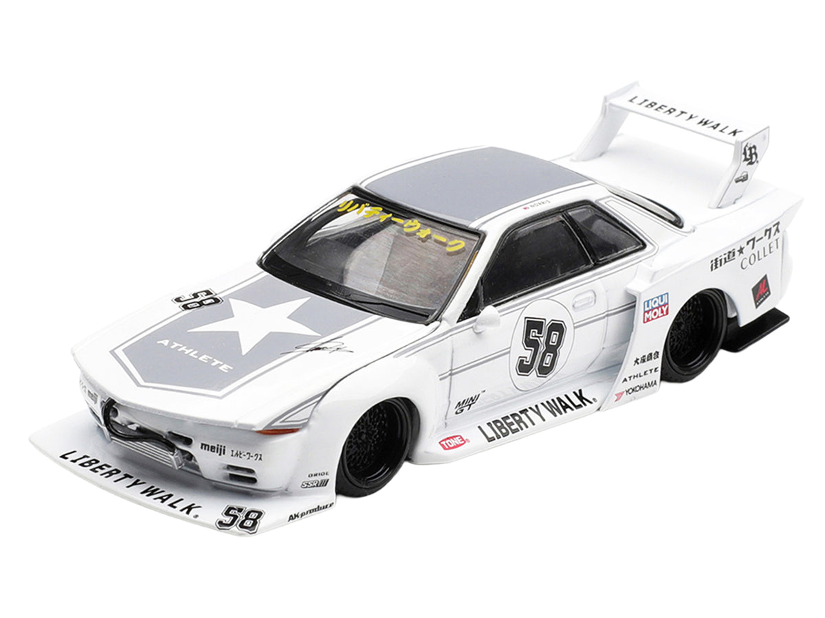 Nissan Skyline GT-R (R32) RHD #58 White Gray 1/64 Diecast Model Car - Mini GT